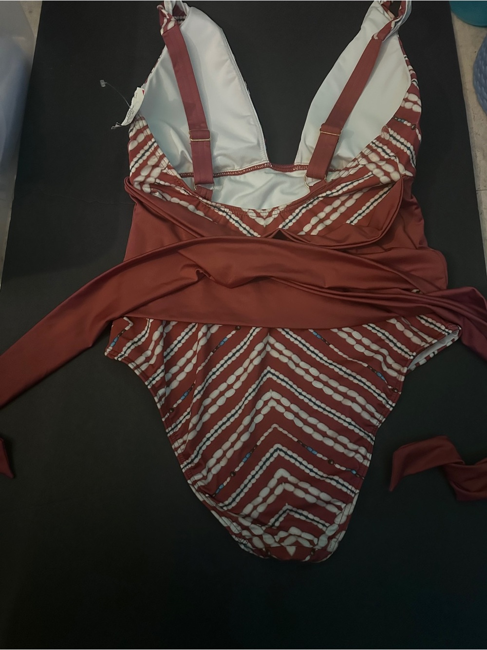 VENUS Brick Red & White Patterned One-Piece Swimsuit
